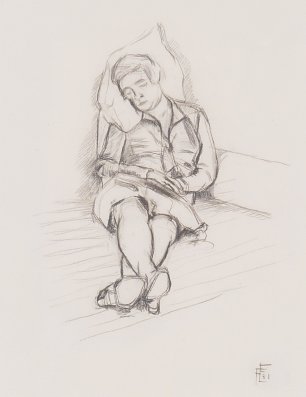 Felix Esterl Frau auf Sofa Schlafende Frau Wandbild